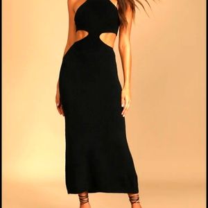 VTG Hugo Buscati Black Cocktail Cut Out Party Dress Size 4